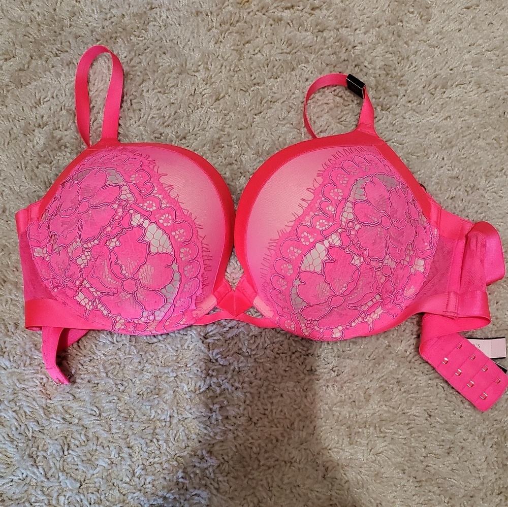 NWT Neon Coral VERY SEXY PUSH-UP Bra 32DD